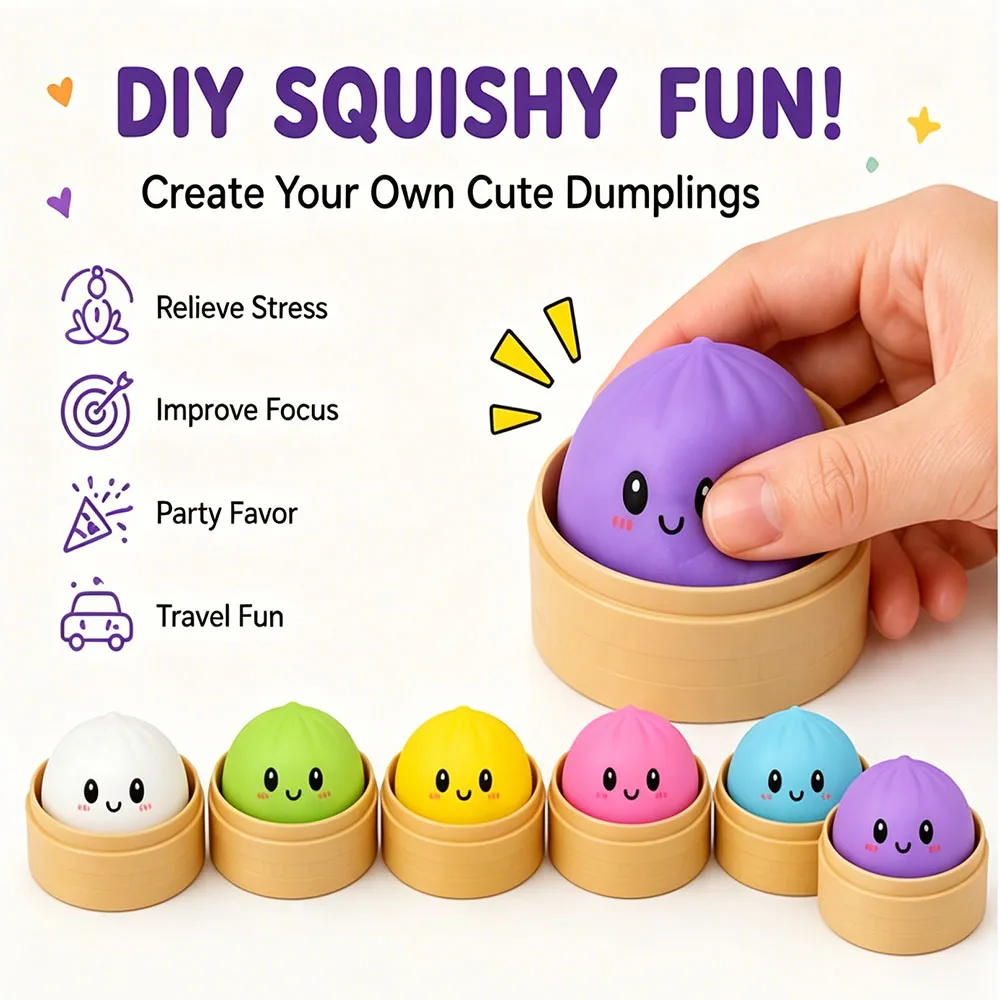 2026 Boîte Mystère Tendance, Squishy en forme de Boulette de Pain Vapeur Simulée, à Remontée Lente, Anti-Stress, Accessoire de Bureau Portable, Cadeau