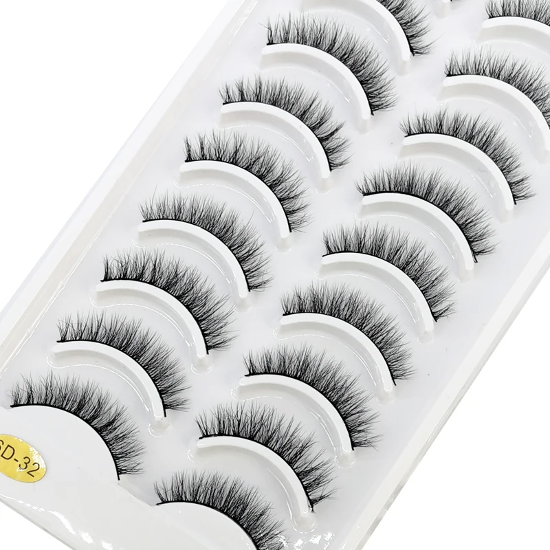 HBZGTLAD 10 Paar künstliche Nerz-Falsche Wimpern, natürliches langes Make-up, 3D-Nerzwimpern, Verlängerungswimpern, kurze Nerzwimpern für Schönheit – Detail 9