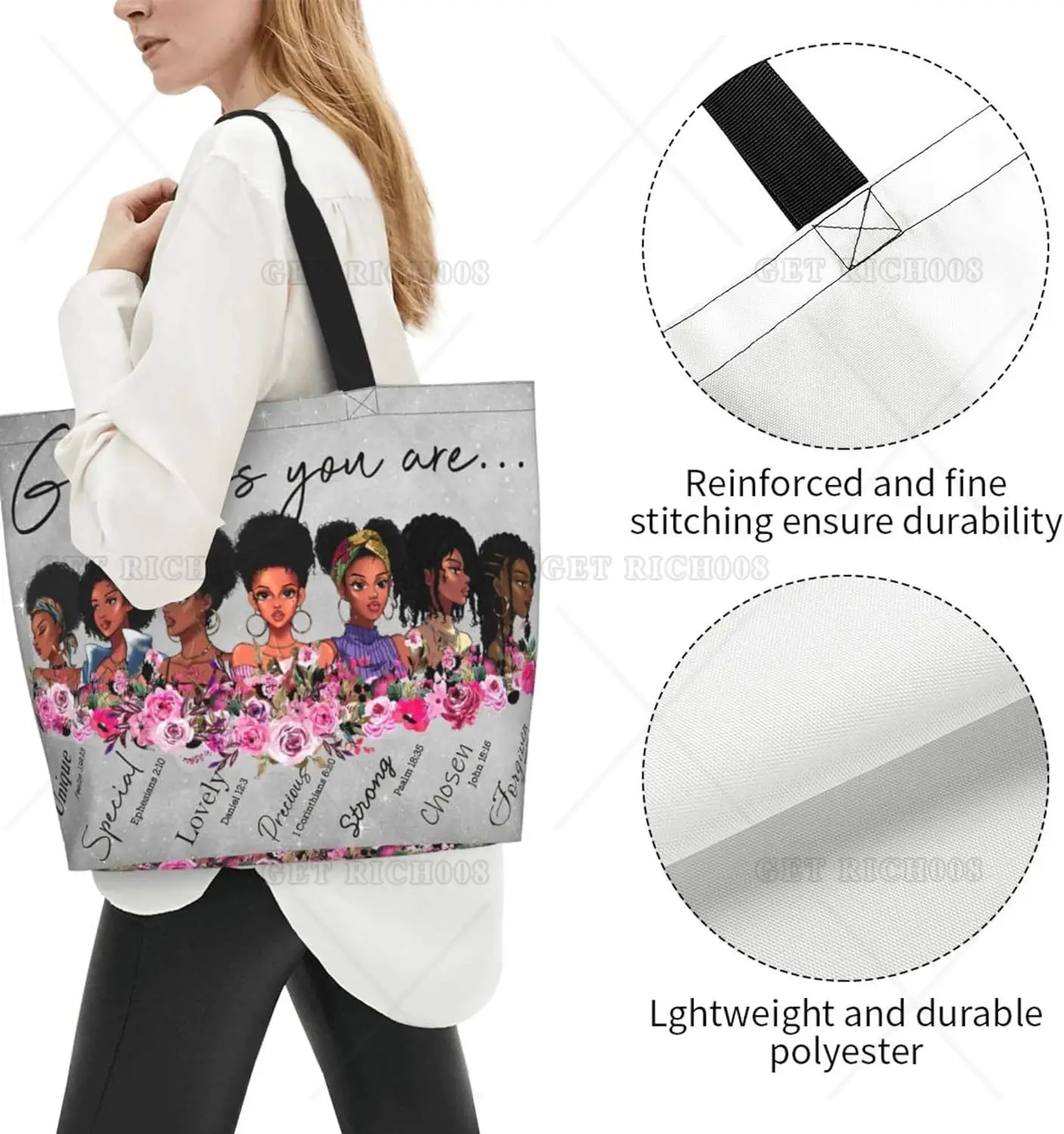 Bolsos de mano Afro para mujer, bolso de hombro afroamericano, Dios dice que eres negro, bolso Satchel para compras, trabajo, gimnasio de comestibles