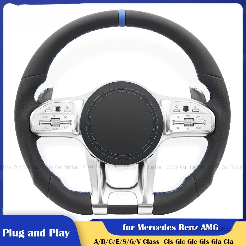 

Sport Car Steering Wheel Blue Stiching for Mercedes-Benz AMG A C E G V Class W204 W205 W206 W213 W217 W221 W222 W223 C63 E63
