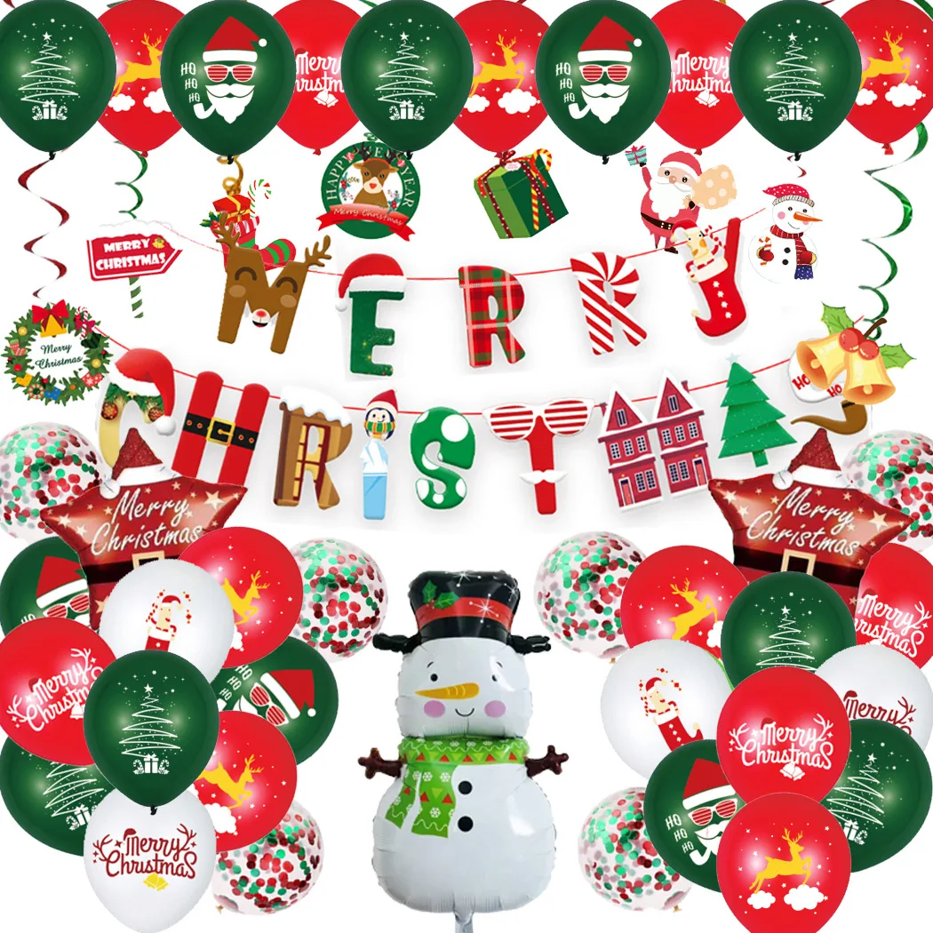 Christmas balloon decoration Santa Claus reindeer balloon spiral hanging decoration hohoho Christmas themed printed balloon