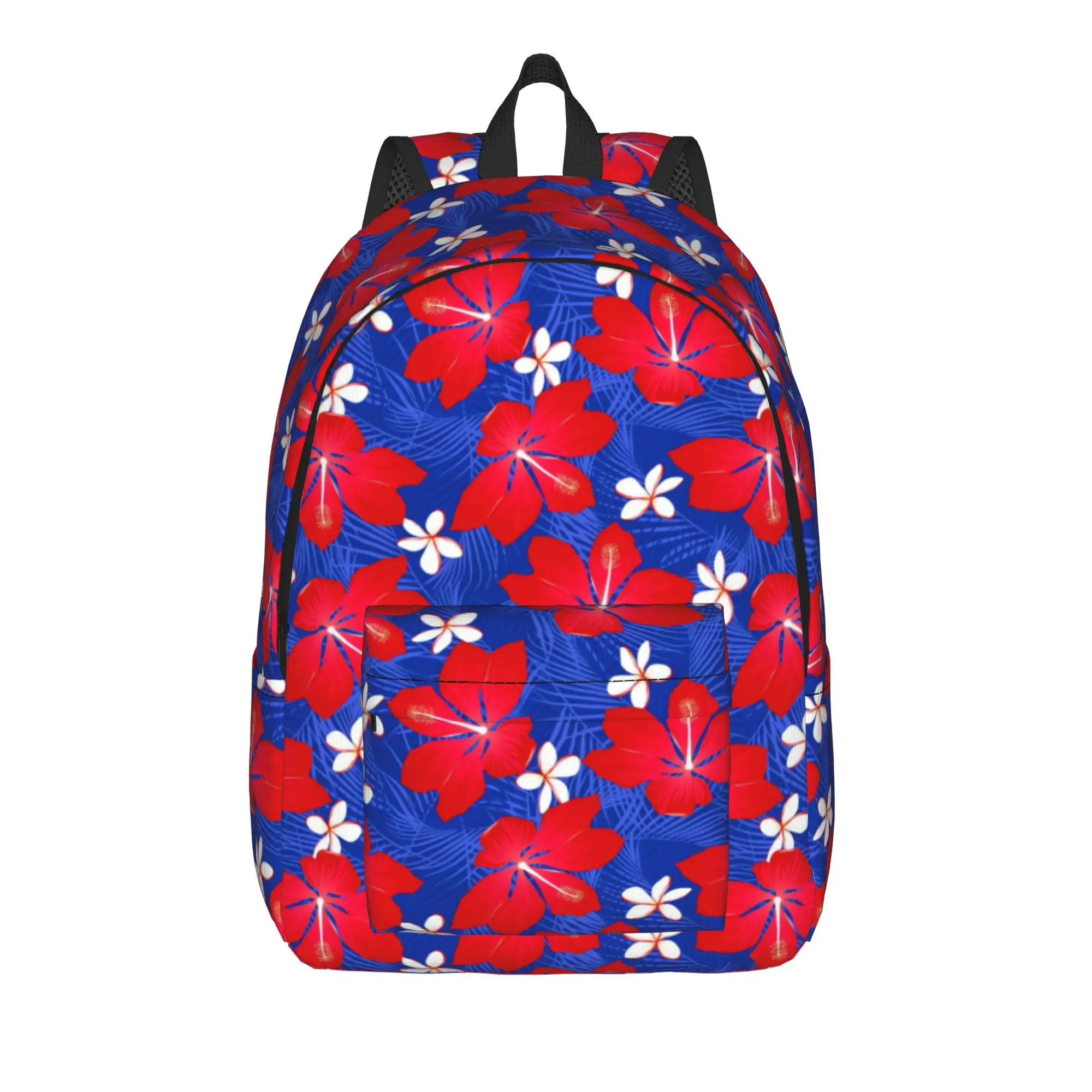 Tropical Hibiscus Palm    Backpack Student Unisex  Large Backpacks Polyester Funny High School Bags Trekking Colorful Rucksack