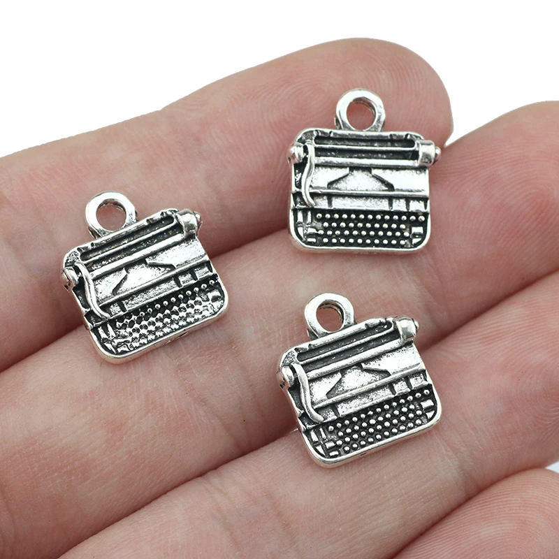 High Quality 20 Pieces/Lot 14mm*16mm Antique Silver plated Metal Diy Handmade Typewriter Charms For Diy Making