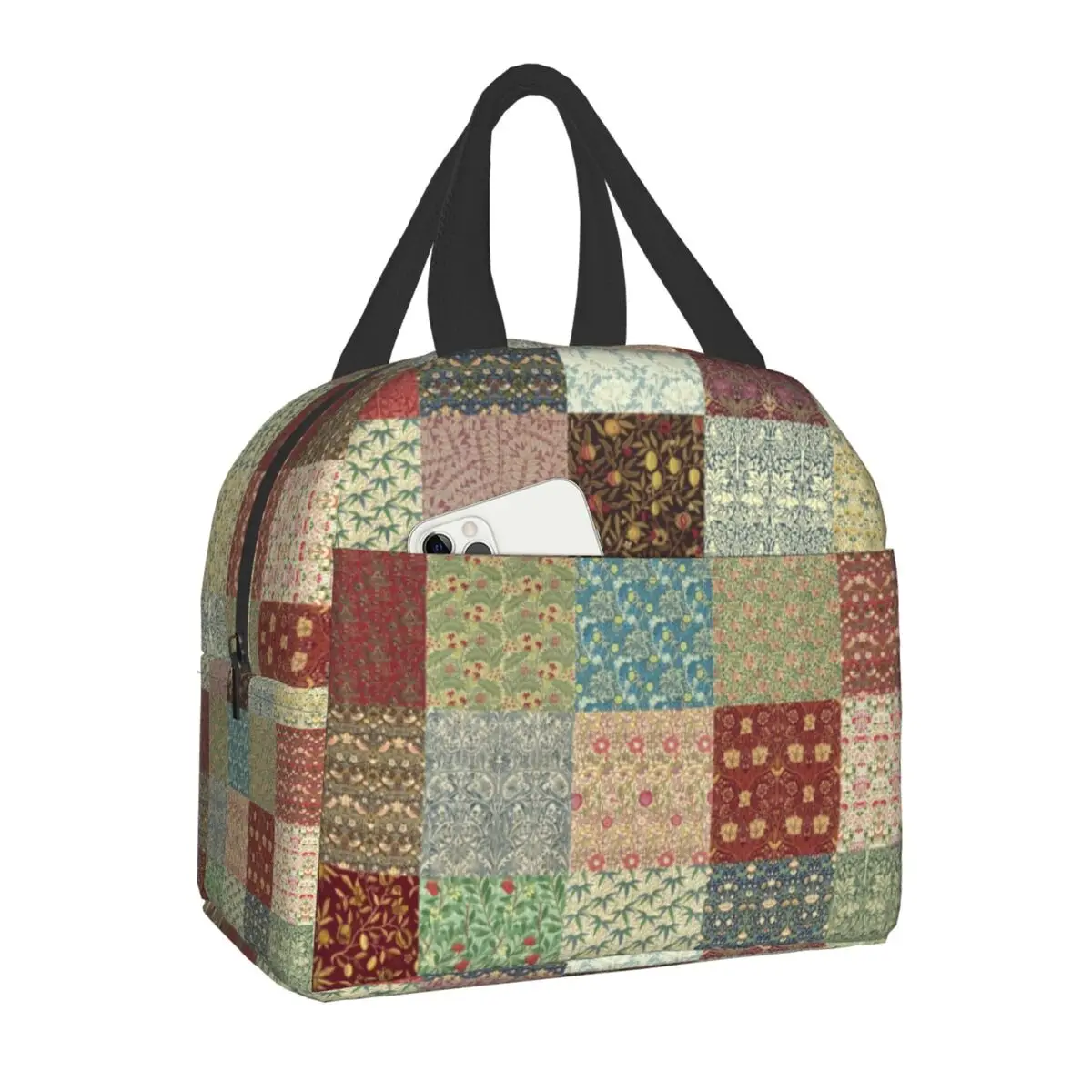 William Morris Floral Textile Print Thermal Insulated Lunch Bag Women Portable Lunch Box for Kids School Multifunction Food Bags