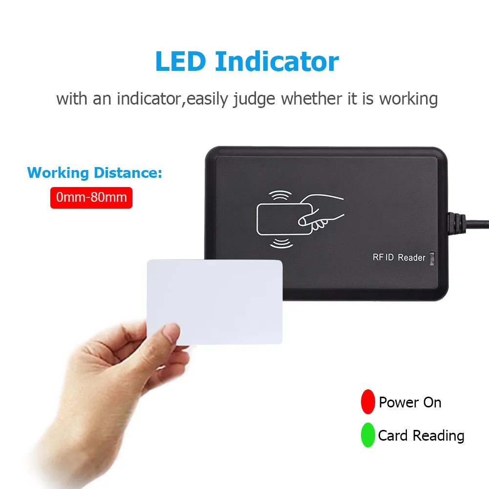 Compact RFID USB Reader 125kHz Smart Card Reader for Access Control and Attendance with Built-in Speaker