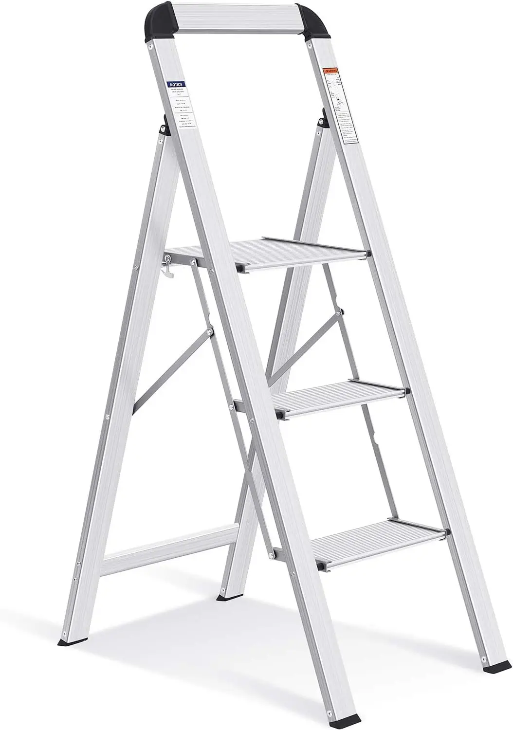 

Step Stool for 3 Step, FoldiStep Stool with Aluminum Wide Pedal & Convenient Handgrip, Pass 330lbs Load Testing, Folding Ladder