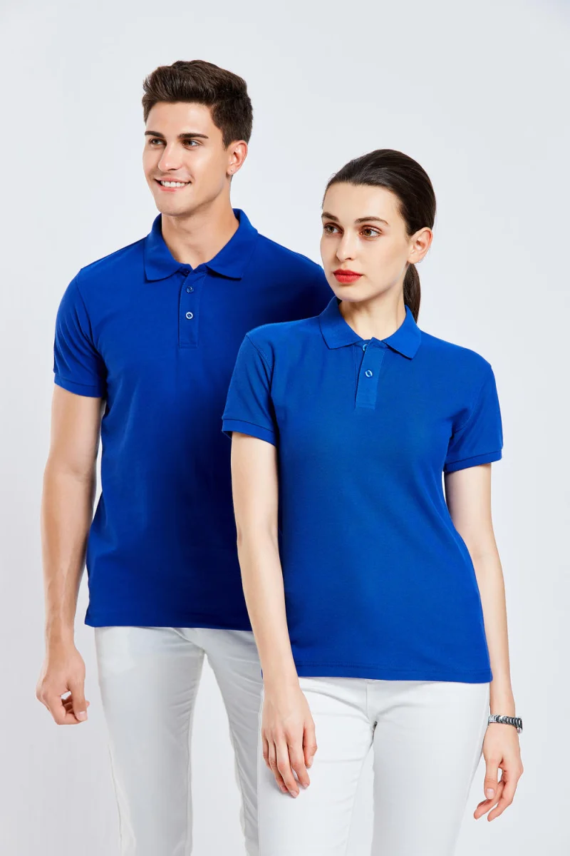 Cotton men's and women's breathable T-shirt shirt polo shirt summer collar short sleeved printed logo embroidered work uniform