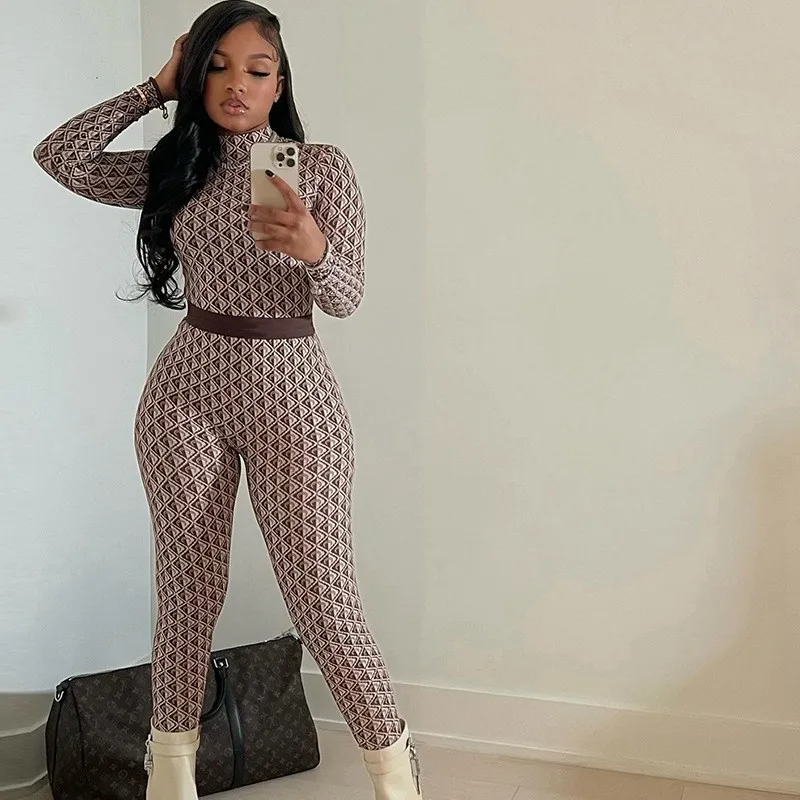 

Spring Women's Clothing Streetwear Printed Long Sleeve Jumpsuit For Woman Polyester Milk Silk Medium Weight Casual Wear Top