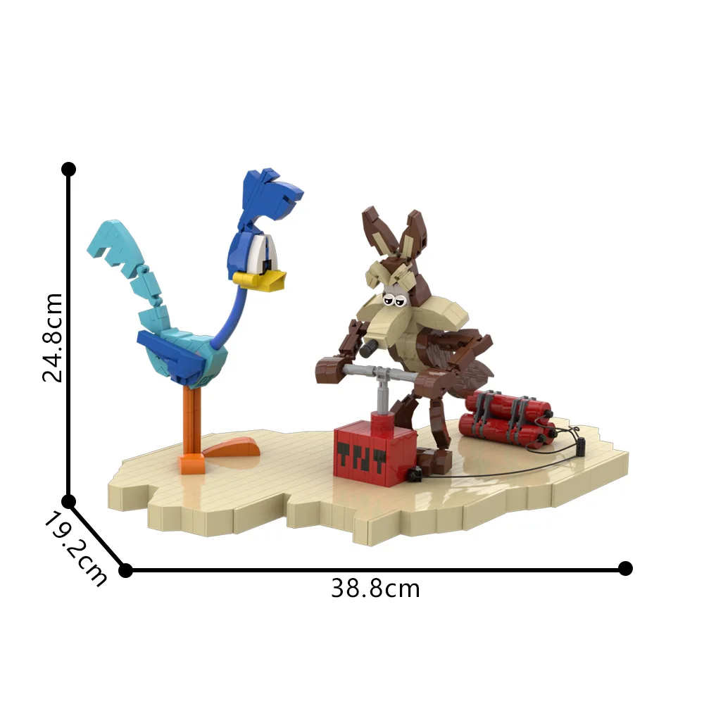 Gobricks MOC Roadrunners Und Wile E Coyotes Brickheadz Bausteine Modell Beliebte Spiele Ziegel Zusammengebautes Spielzeug Kinder Geschenk