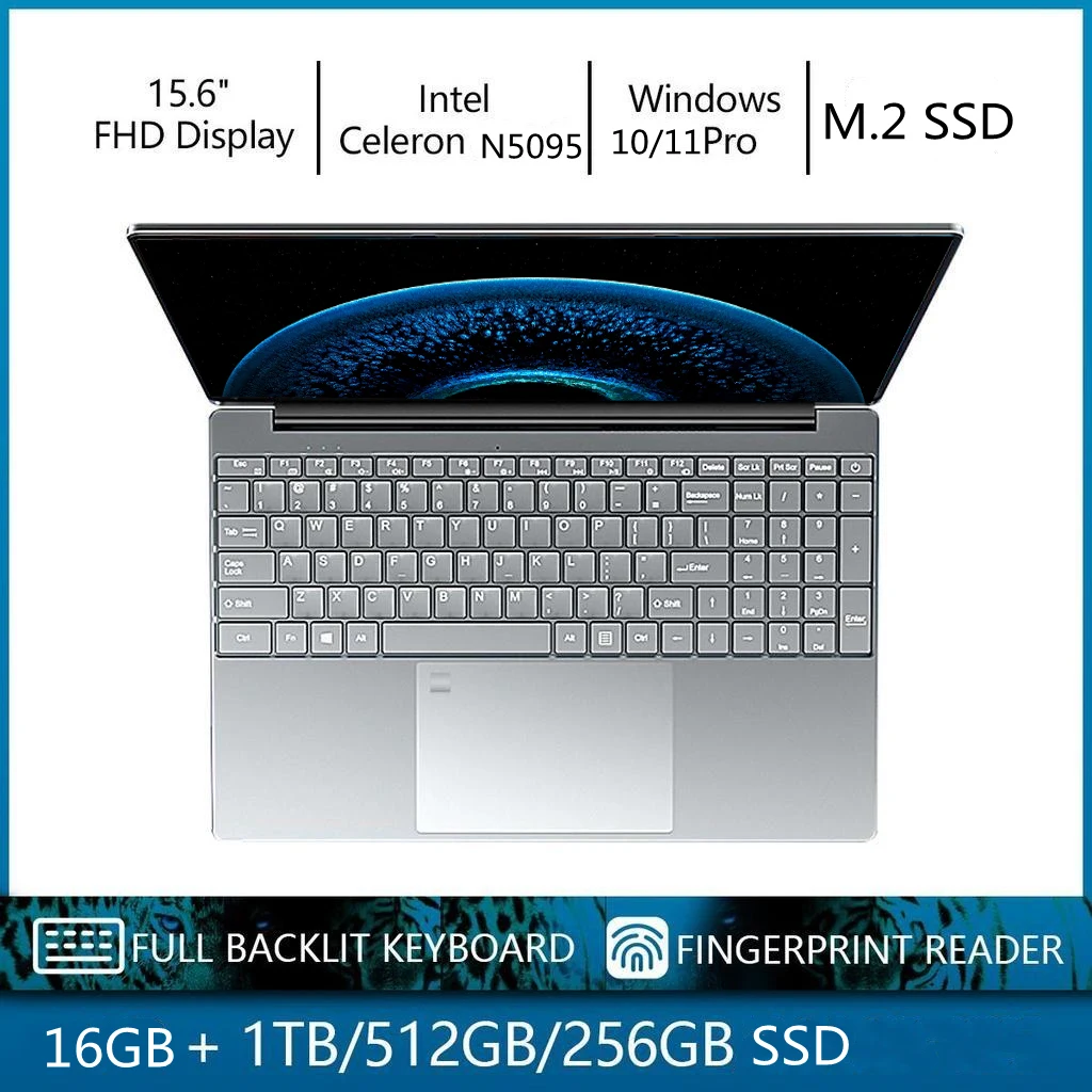 

Hot sales laptop 15.6 Inch IPS Ram16GB Intel 11th Celeron N5095 computador Windows 10 11 Pro Office Notebook Pc Portable