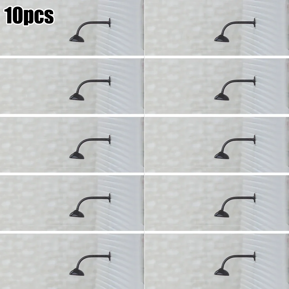 10pcs Lamps Model Railway HO Scale 1:87 3.8cmHanging Lamp Outdoor Wall Goose Neck Light For H0 Houses Building Ornament