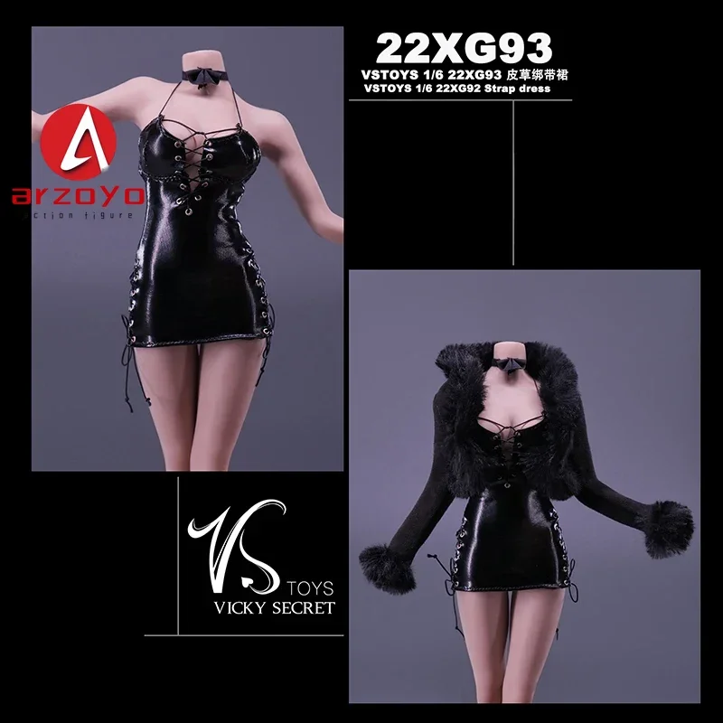 VSTOYS 22XG93 1/6 Femminile Collant di Pelle Nera Gonna Abito Vestiti Modello Misura 12 ''TBL S12D Soldato Action Figure Corpo Bambole