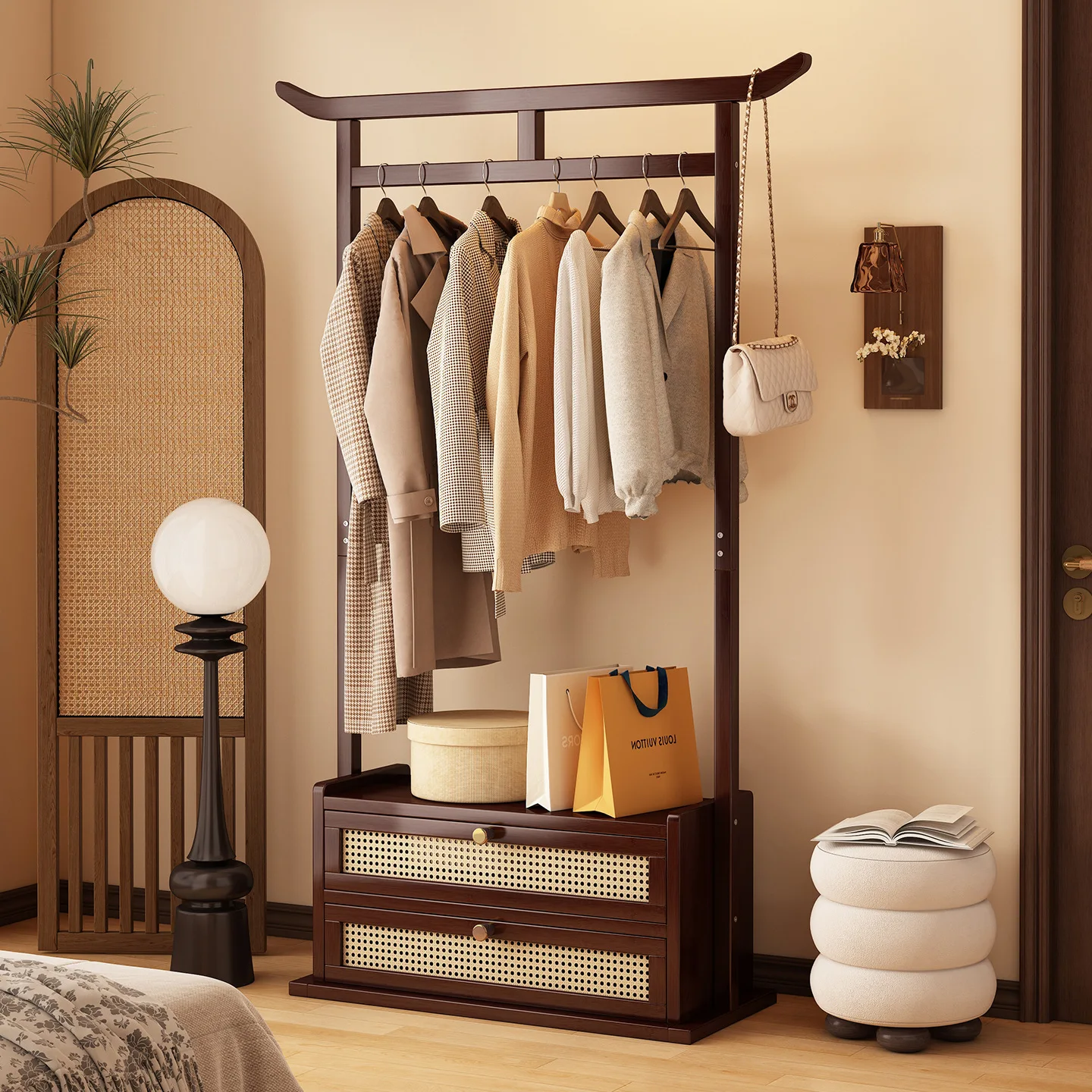 Hanger floor-to-ceiling vertical household bedroom, multi-functional shelf for sorting and storing clothes