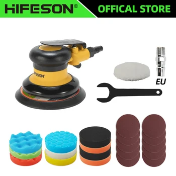 HIFESON 공압 궤도 샌더 에어 그라인더, 진공 편심 연마 그라인딩 머신, 공압 공구, 125mm, 150mm