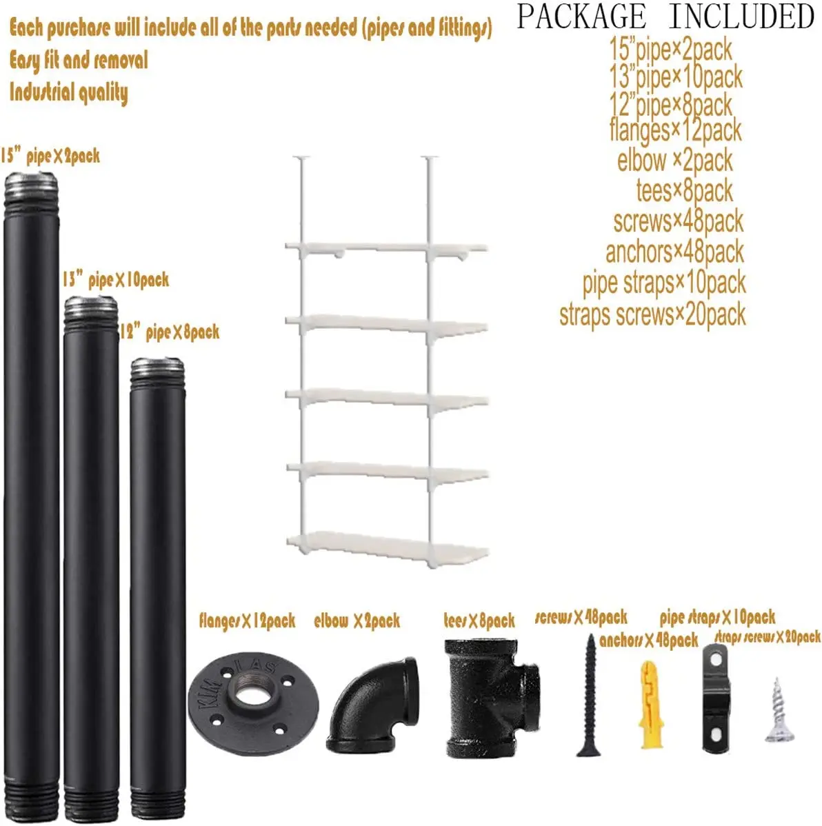 5 طبقة 70 "طويل القامة ، 12" عميق الصناعية خمر الرجعية جدار جبل أنابيب الحديد الجرف DIY بها بنفسك فتح رف الكتب التخزين للمكتب غرفة المطبخ