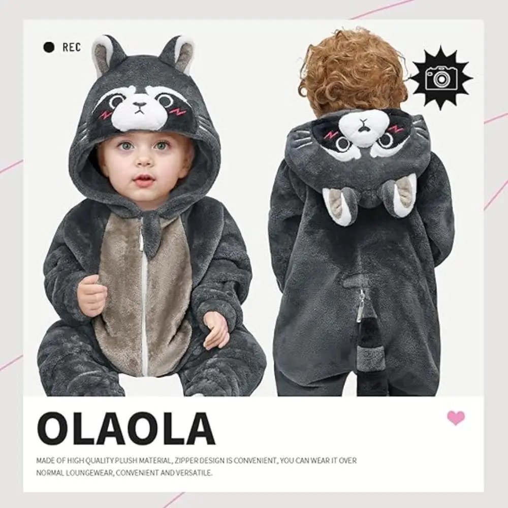 Toddler Baby Boys Girls Pajamas Dinasour Raccoon Cat Cosplay Animal Costume Onesie for Kids Pajamas Sleepwear Jumpsuit Halloween