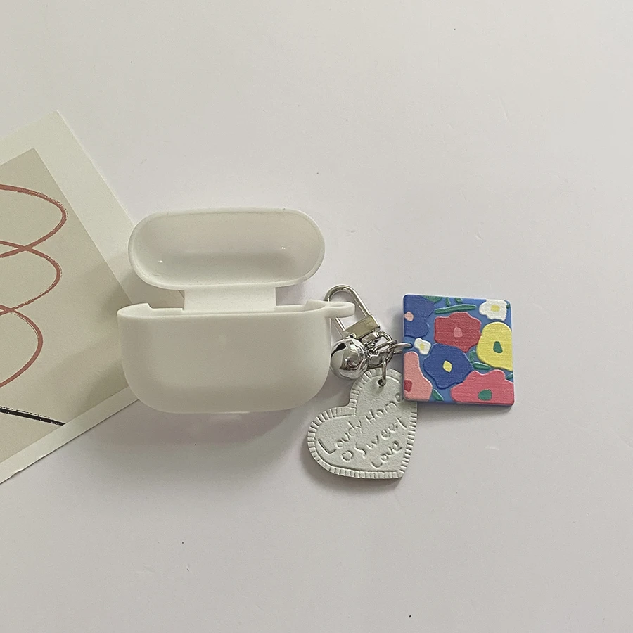 สําหรับ Baseus W3/W12/W11/W09/E3/W04/M2 +/E9 E8 E3 กรณีหมีน่ารักหูฟังฝาครอบดอกไม้สีสันพวงกุญแจซิลิโคนกรณี