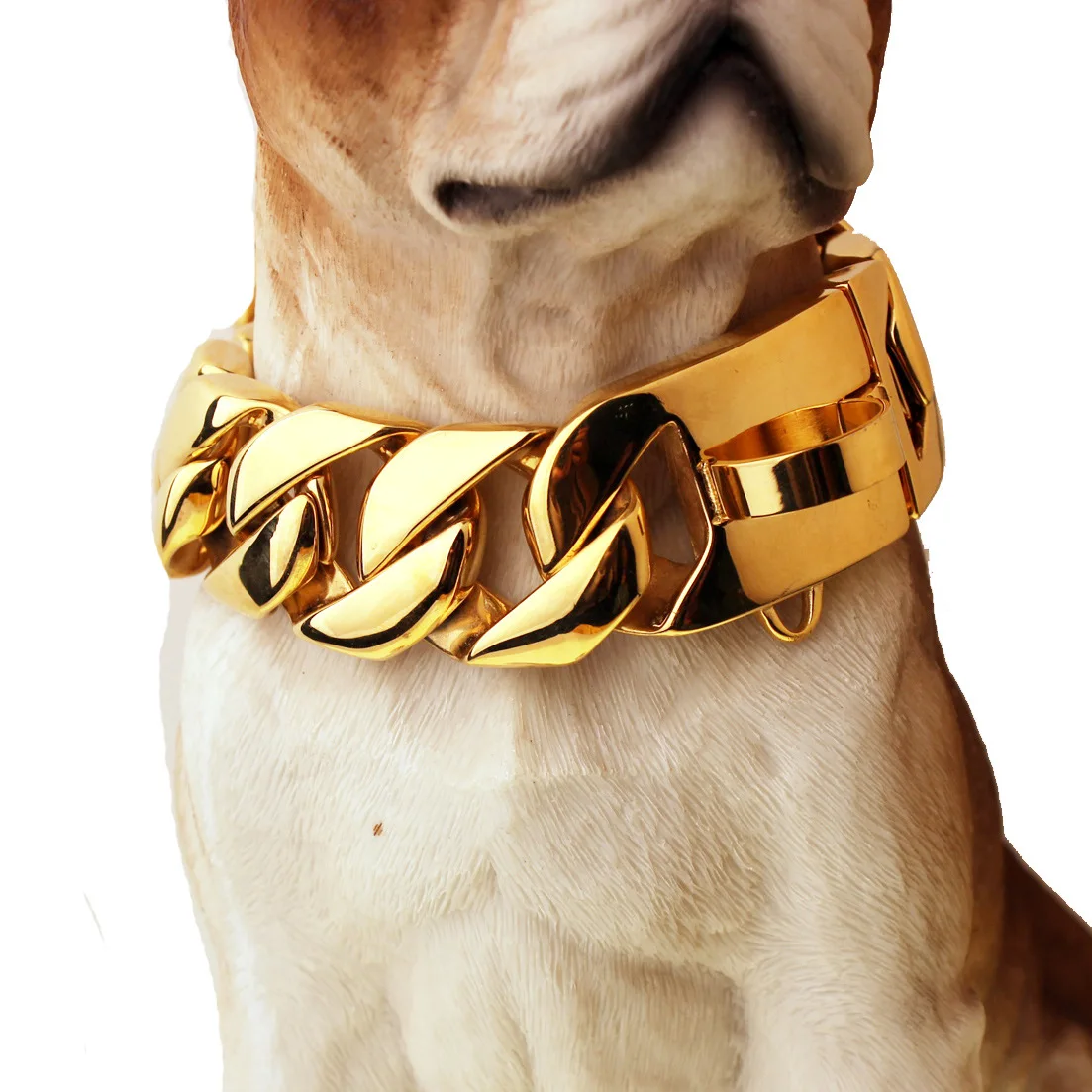 32mm Stainless Steel Dog Collar Dog Necklace Bulldog Cathrow Bully Doberman Bulldog Golden Dog Chain