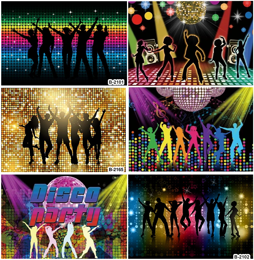 Disco Party Spotlight Dance Figure Outline Shining Glow Music Stage Crazy Birthday Decoration Backdrops Photography Backgrounds