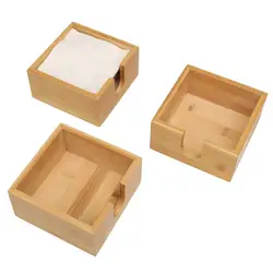 Wooden Napkin Holder Kitchen Napkin Dispenser Rustic Bamboo Countertop Tissue Holder Heavy Duty Wood Dinner Napkin for Square