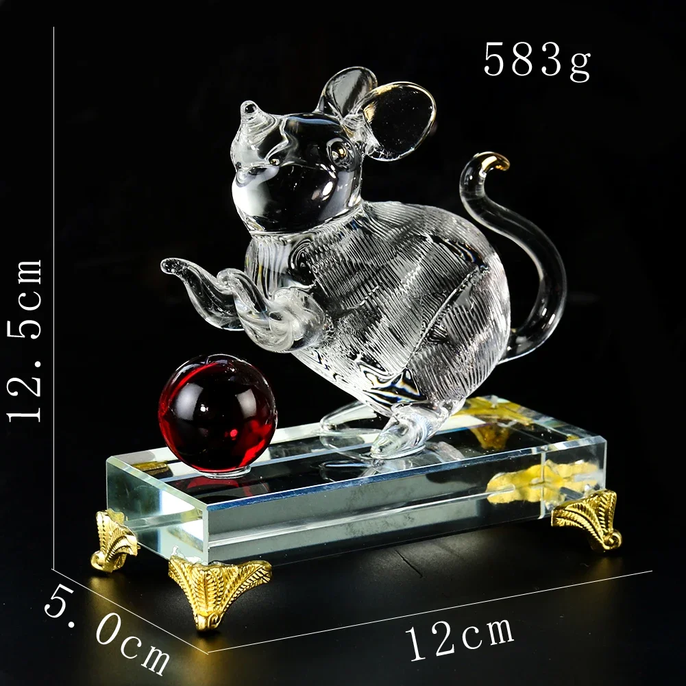 Cartoon Twelve Zodiac Signs Mouse Tiger Crystal Glass Faceted Prism Craft Wealth Feng Shui Ornament Figurines Wedding Home Decor