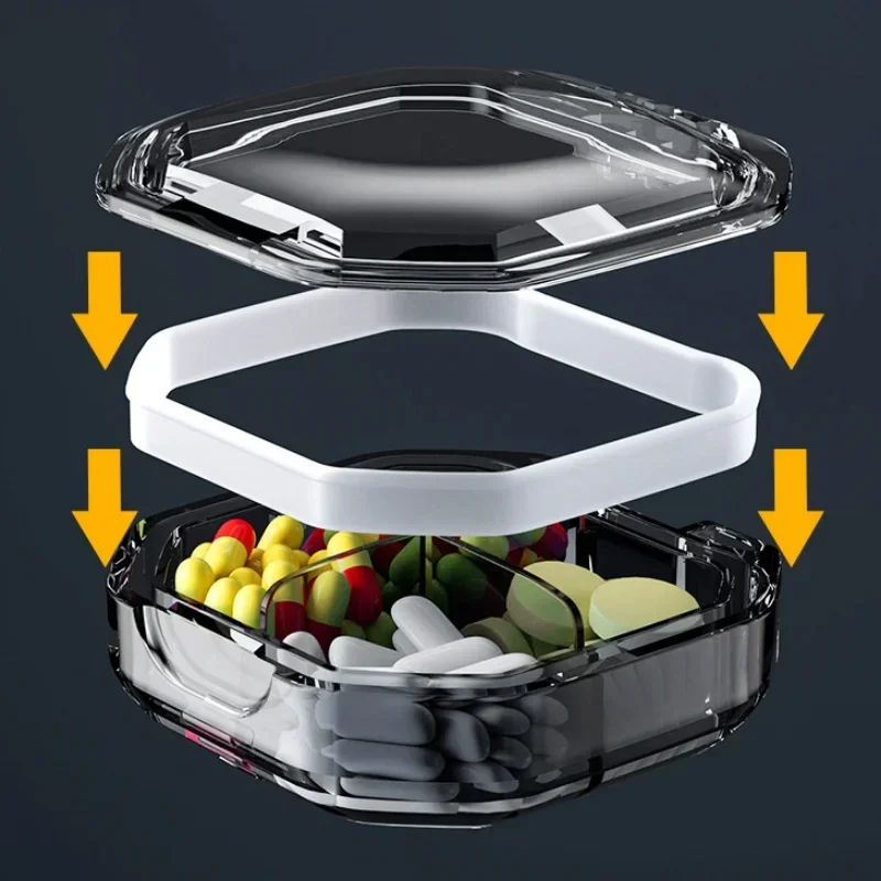 4/6 сеток, портативные чехлы для таблеток, органайзер, контейнер для таблеток, дорожная коробка для таблеток с уплотнительным кольцом, герметичный контейнер-органайзер