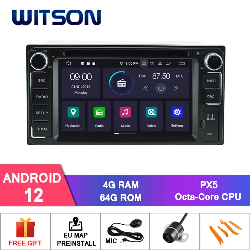 

WITSON Android 12 Автомобильный мультимедийный для TOYOTA Universal RAV4 COROLLA VIOS HILUX Terios 2000-2011 Carplay автомобильный стерео радиоприемник для автомобиля