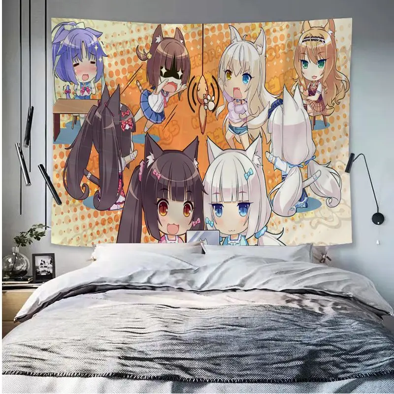 Cute Anime Girls Tapestry Japanese Style Art Sci Fi Room Home Decor Dekoracyjny koc wiszący Sypialnia Pokój dzienny Akademik