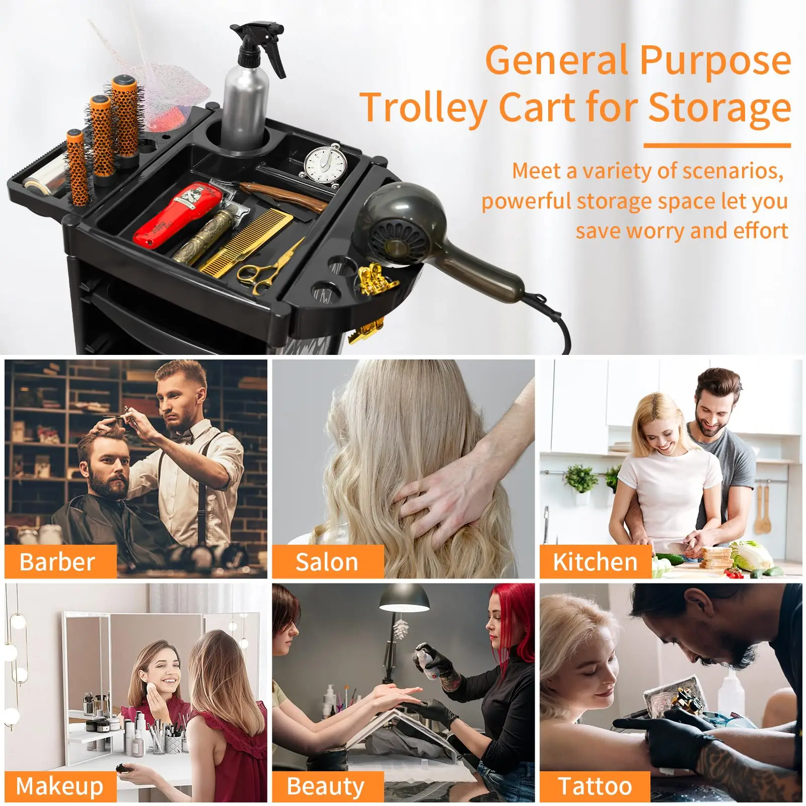 

Профессиональная тележка для салона на колесах - многофункциональная тележка на колесиках для парикмахера с 5 ящиками для хранения краски для волос