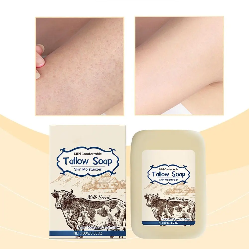 Barra de sabonete corporal Tallow - bloqueia em umidade, suave, limpa profundamente a pele, 100g - Presente ideal para mulheres, cuidados com a pele essenciais G3P7