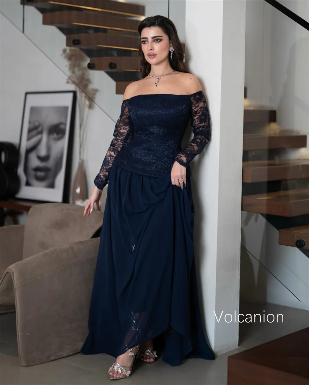 Sukienki szyfonowe unisex z plisami i koronką, o kroju litery A, z odkrytymi ramionami, długie, szyte na miarę, na specjalne okazje, w stylu gwiazd, klasyczne, w chińskim stylu.