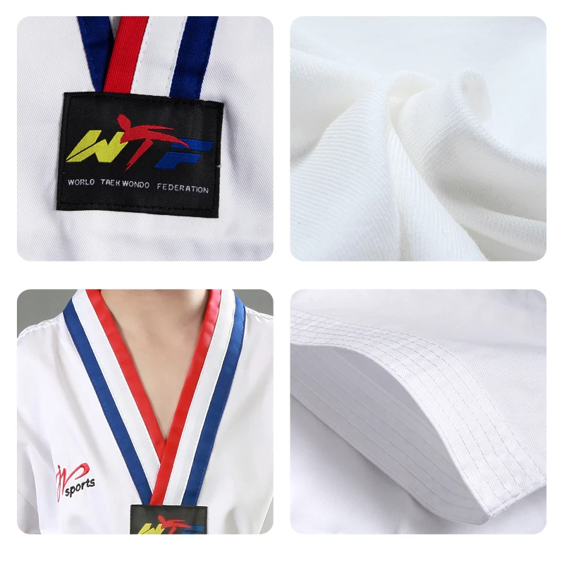 Original Kids Taekwondo Summer Short Sleeve Shorts Uniform Dobok Gi TKD WTF Multi Coloured V Neck