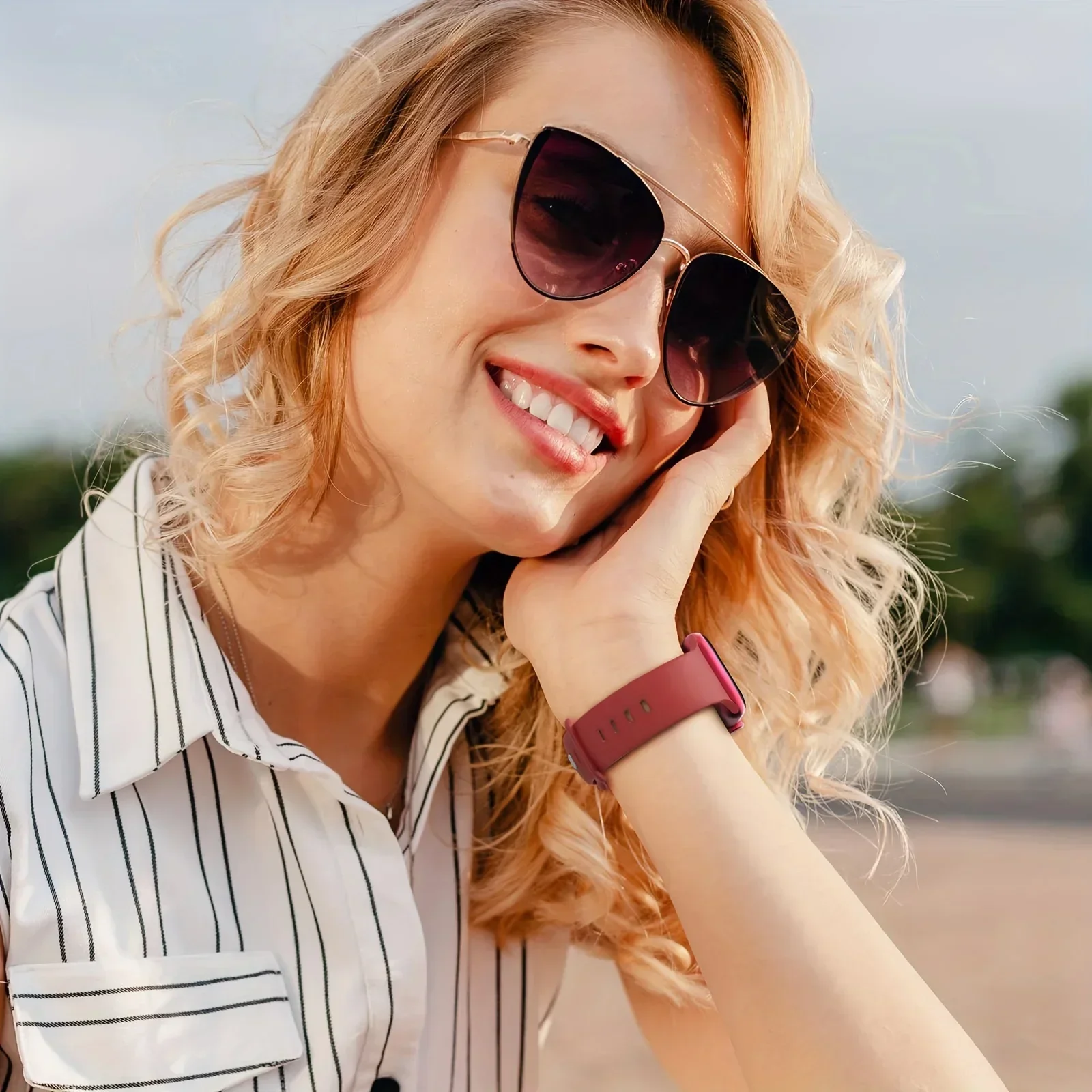 Мягкий силиконовый модный спортивный ремешок, совместимый с Apple Watch 38/40/41 мм 42/44/45/49 мм, совместимый с iWatch 987654321   Женщины Мужчины