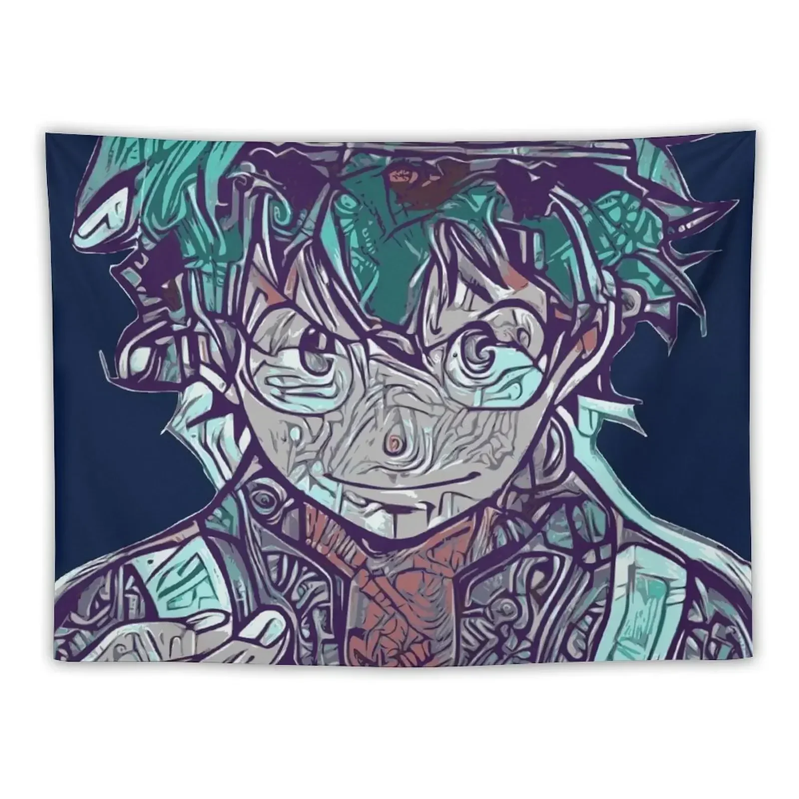 Izuku Midoriya My Hero - Style: Turquoise Dream Tapestry Kawaii Room Decor House Decorations Tapestry