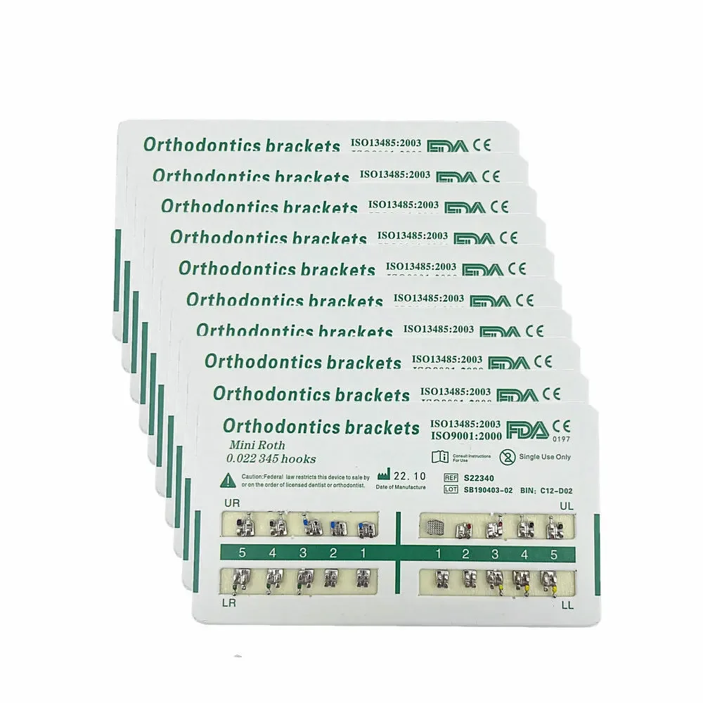 10packs Dental Orthodontic Metal Bracket Braces Mini Roth/MBT/Edgewise 022 Slot Dentist Bracket Dental Metal Bracket