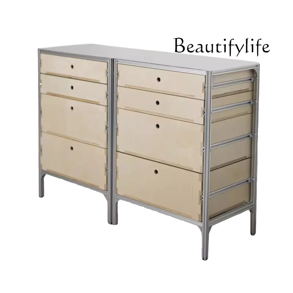 

Nordic simple marine board bucket cabinet small apartment sofa wooden storage cabinet against the wall low cabinet