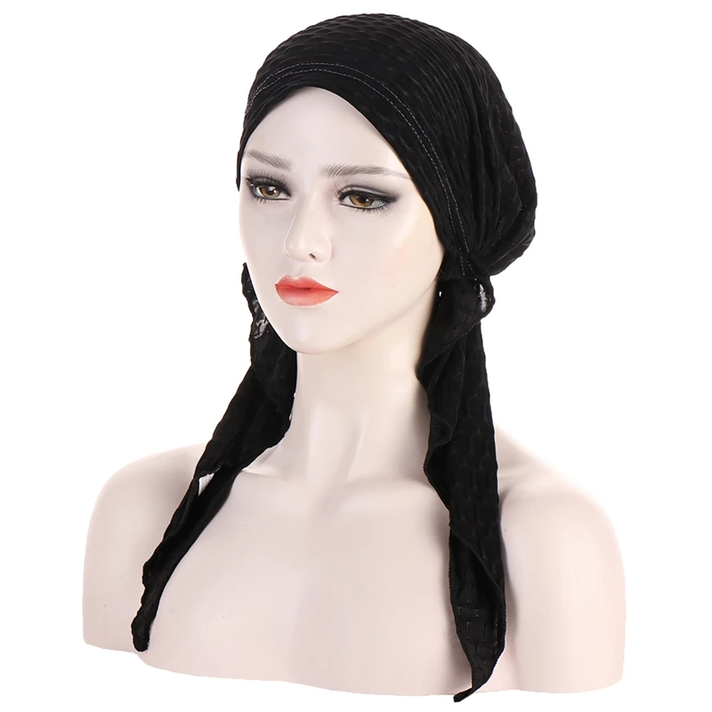 

Elastic Solid Color Simple Wrap Head Scarf Hats Muslim Turban Bonnet For Women Inner Hijab Hat Fashion Female Turbantes Caps