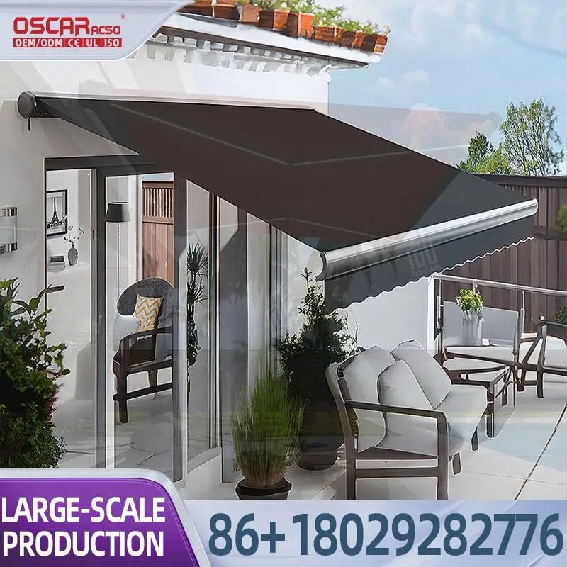

Outdoor DIY Heavy Duty Electric Motorized Automatic Folding Arm Awning for Patio Retractable Awning