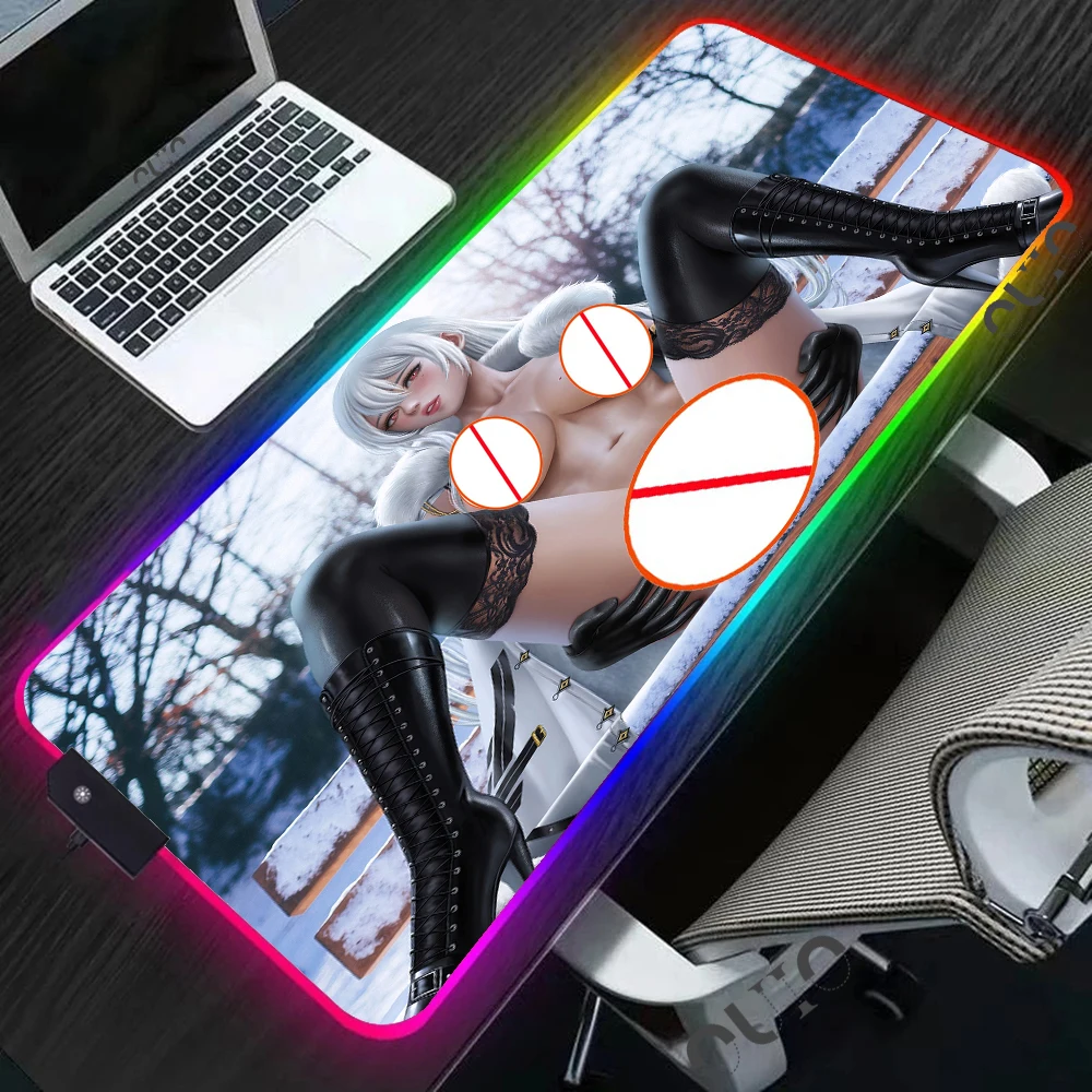 

Azur Lane Sexy RGB Mouse Pad Anime Uncensored Sexy Mousepads Gamer Accessories Gaming Mats with Backlight Mat LED Keyboard Mat