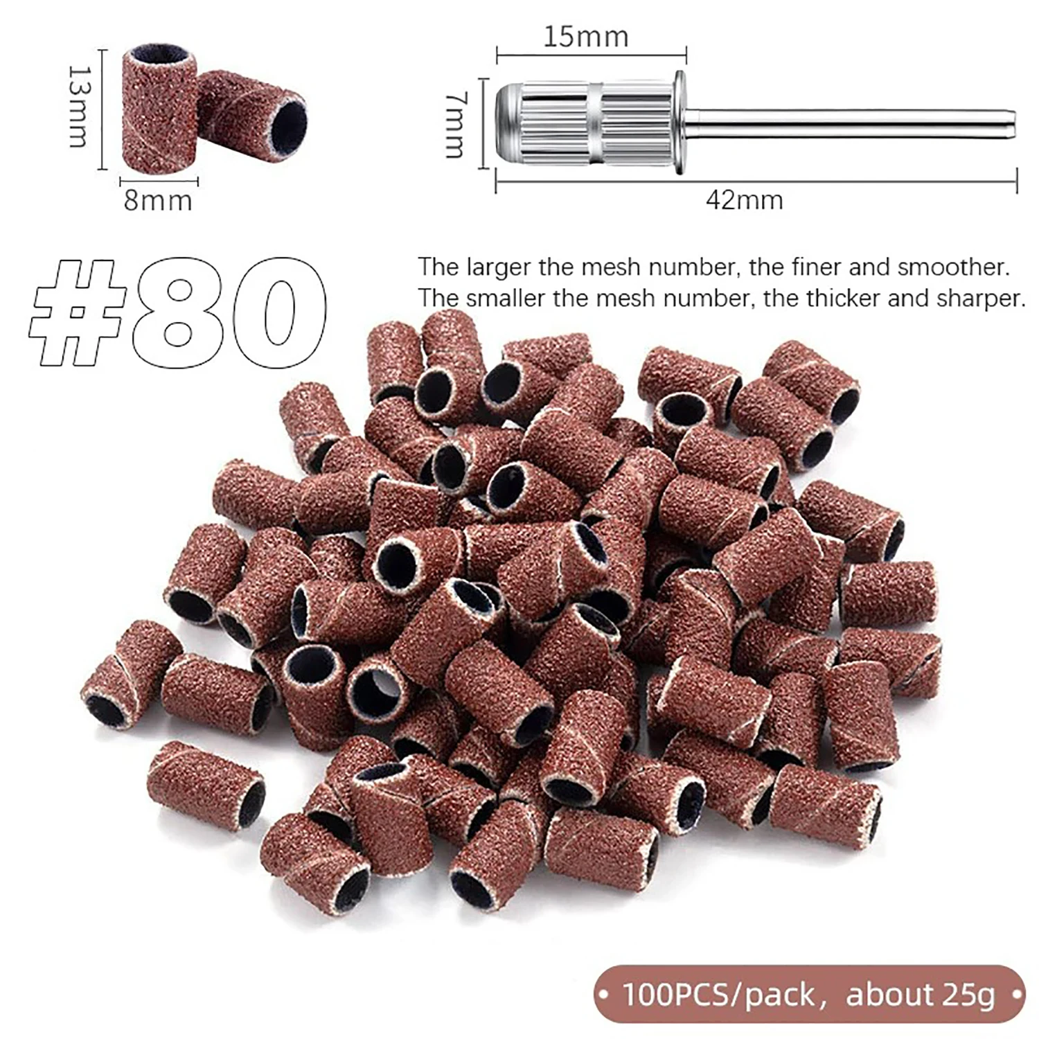 200/100/50 قطعة الرملي غطاء العصابات لآلة أظافر كهربائية 240/180/120/80 حصى مسمار الحفر طحن بت الملفات باديكير أداة #3