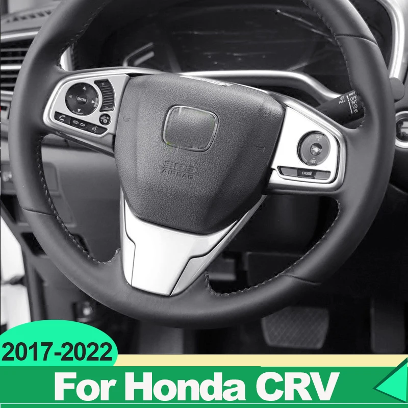 For Honda CRV CR-V 2017 2018 2019 2020 2021 2022 Hybrid ABS Carbon Fiber Car Steering Wheel Button Cover Stickers Accessories view 2