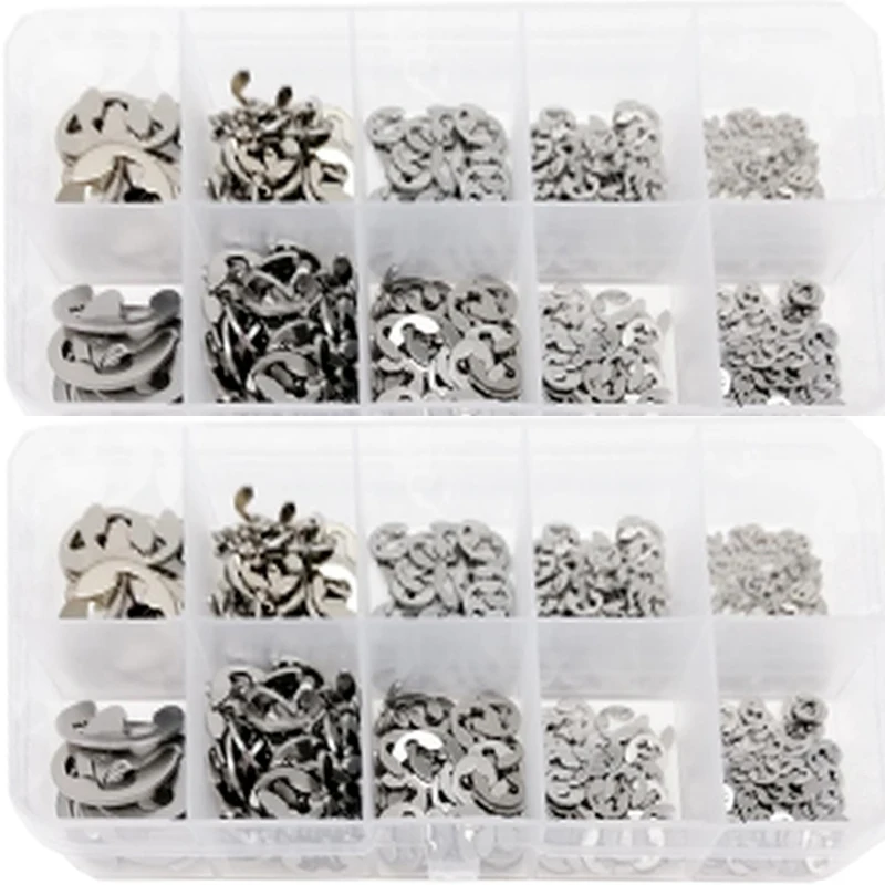 

580pcs 304 Stainless Steel External Retaining Ring E Clip Snap Circlip Washer for Shaft M1.5 M2 M2.5 M3 M3.5 M4 M5 M6 M8 M10