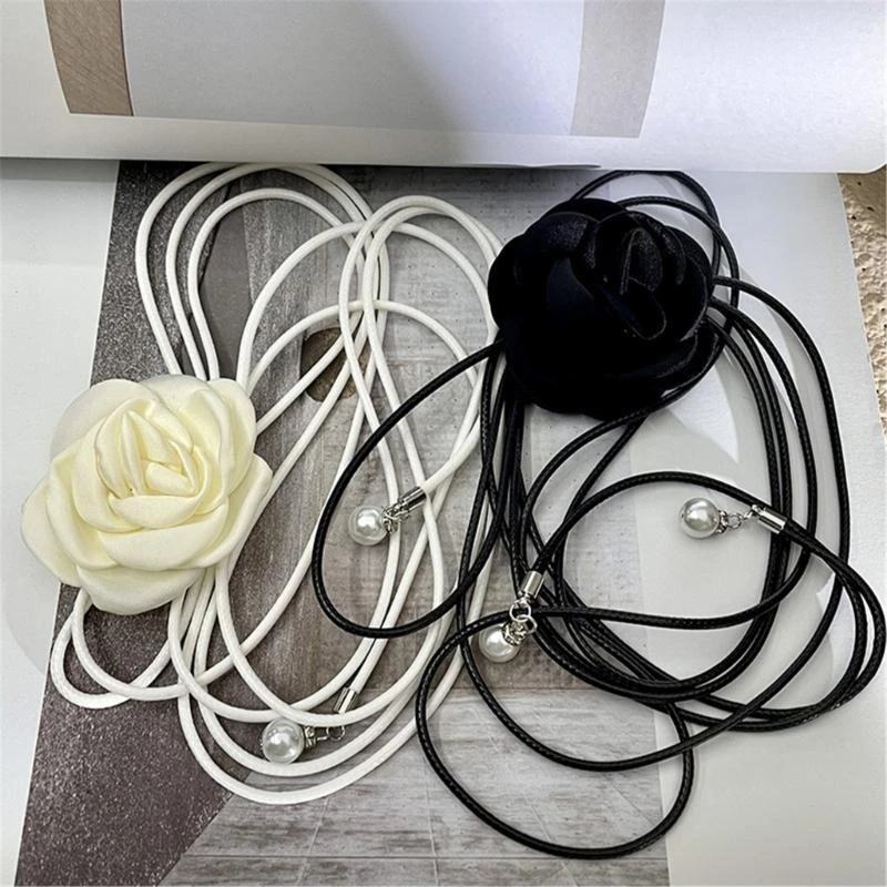 

652F Creative Braided Waist Rope Waist Chain for Women Adjustable Flower Waist Belt Dinner Party Female Waist Body Jewelry