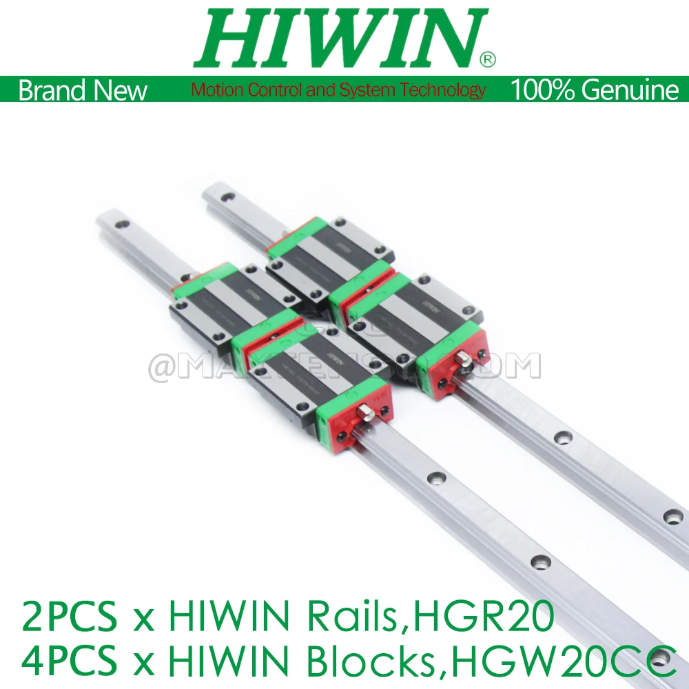 Original HIWIN HGR20 200 300 400 500 600 700 800 900 1000 1100 1200 1500mm Linear Guide Rail HIWIN HGW20CC Carriage Slide Router