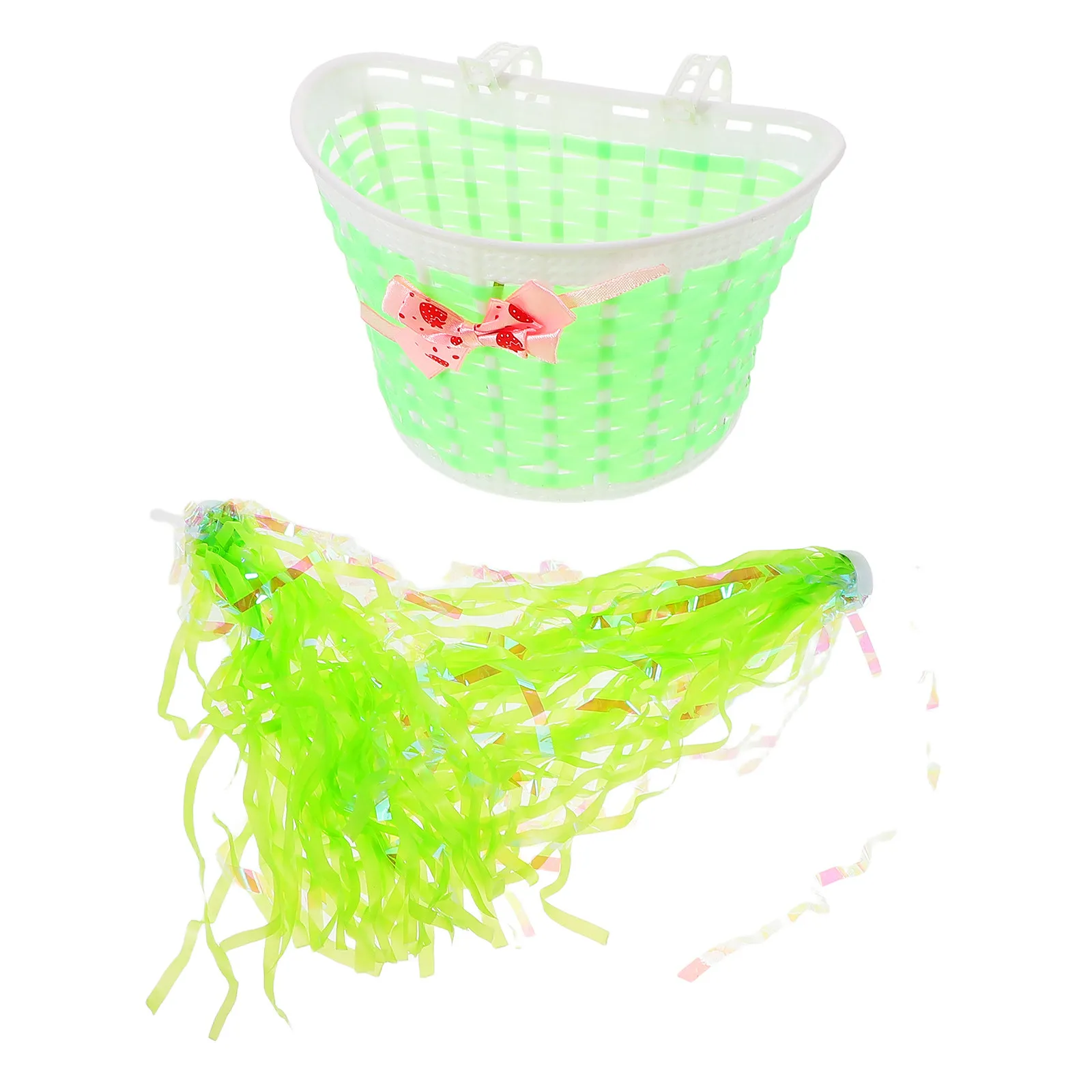 

1Set Front Bike Basket for with Streamers Woven Handlebar Basket for 's Bicycles and Scooters Multifunctional
