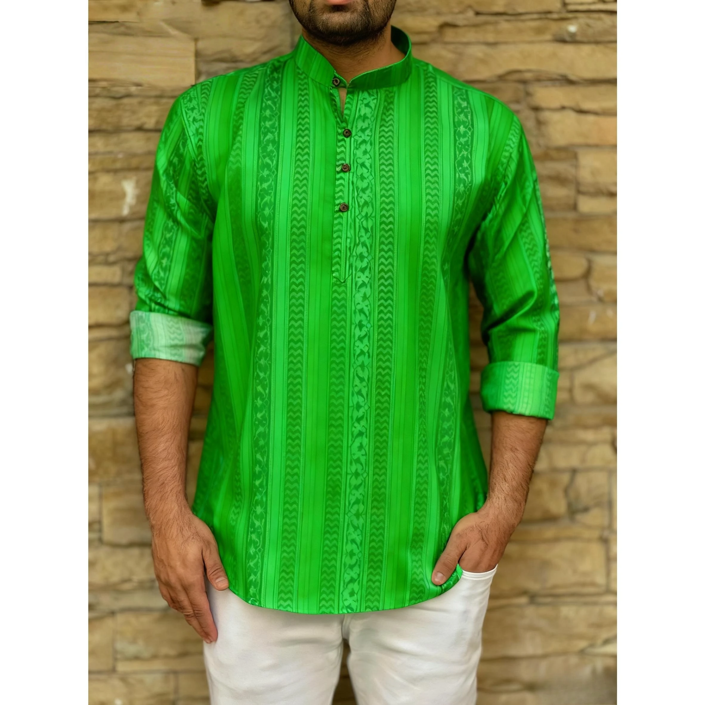 2026 قمصان الرجال المسلمين الصلاة الملابس الفاخرة النمط الأفريقي البرنز فستان مُزين بطباعة الرجال ازياء العربية Camisa العربية