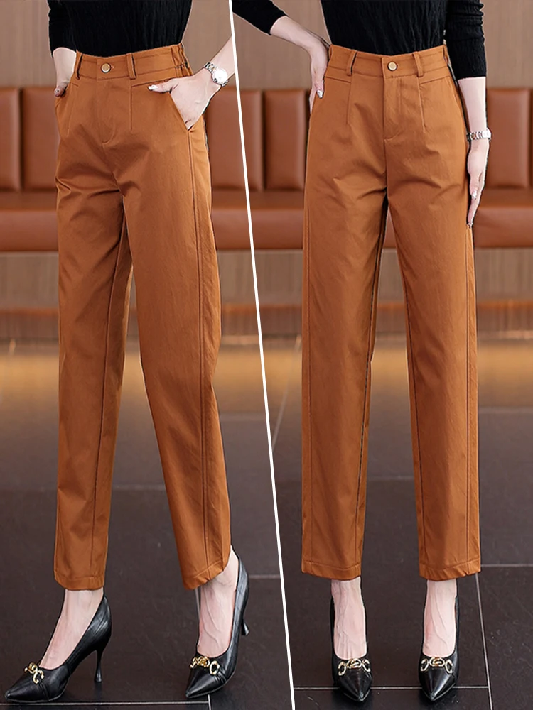 

High Waist Straight Leg Suit Pants Women's Harem Pants Spring Autumn New Style Slimming Casual Nine Tube Pants Korean Style