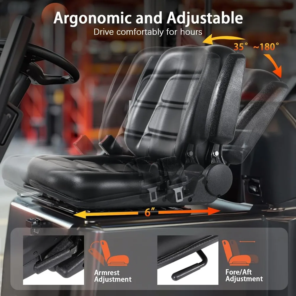 Сиденье для вилочного погрузчика, складное сиденье для трактора с регулируемым углом заднего подлокотника, сиденье для вилочного погрузчика с прорезями для тракторного экскаватора, лыж