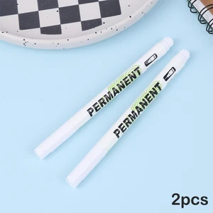 2Pcs 1.0mm White Permanent Marker Pens Deep Hole Marker For Wood Rock Plastic Leather Glass Stone Metal Art Marker