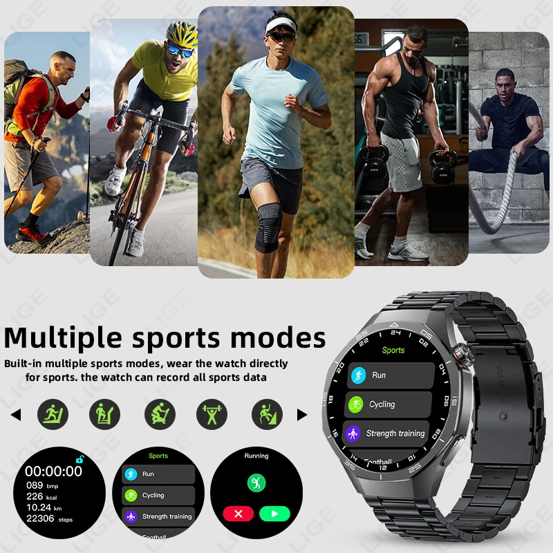 Lige para gt5 pro ecg relógio inteligente freqüência cardíaca oxigênio no sangue esportes pulseira de fitness chamada voz ilha dinâmica relógios das mulheres dos homens